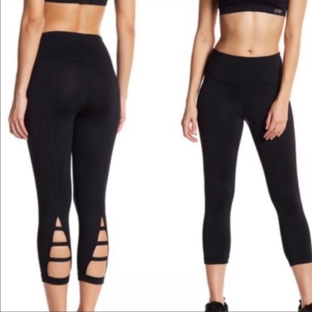 𝅺Z by Zella Strappy Cutout Crop Leggings Black Size XS